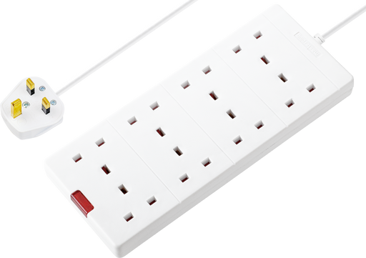 Masterplug Basic - 8 Sockets, 2m, 13A, White