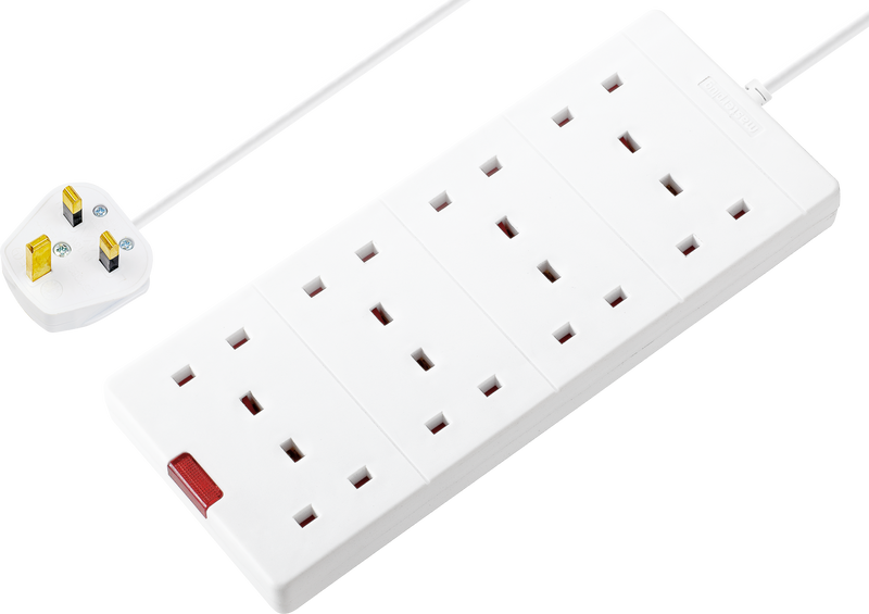 Masterplug Basic - 8 Sockets, 2m, 13A, White
