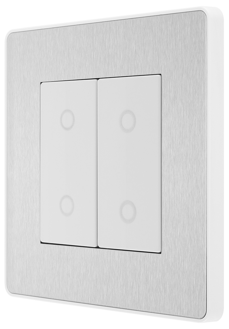 BG Electrical Evolve Brushed Steel - Double, 2 way touch, 200W, master