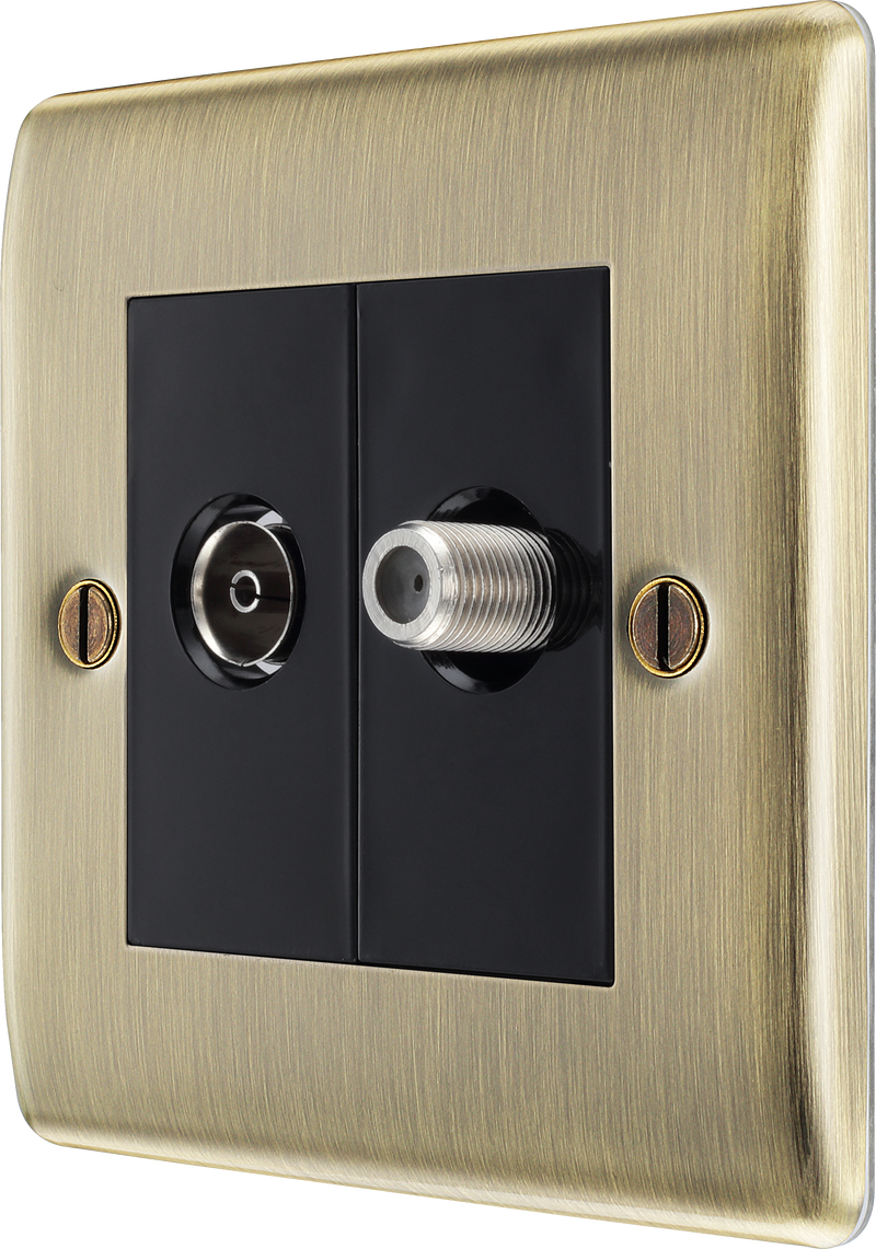 BG Electrical Nexus Metal Antique Brass - Double satellite and co-axial