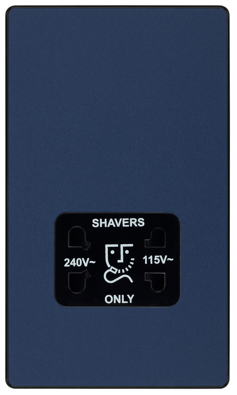 BG Electrical Evolve Matt Blue - 115/240V dual voltage shaver socket
