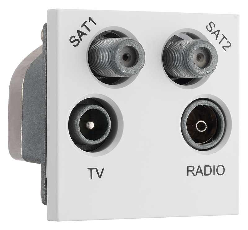 BG Electrical Euro Module - TV radio and dual satellite module - TV IEC male, radio IEC female, dual satellite female