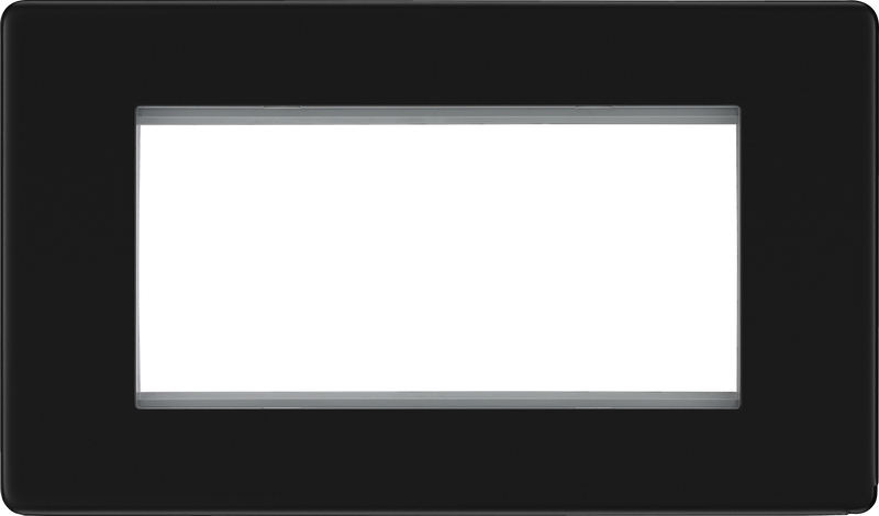 BG Electrical Flatplate Screwless Matt Black - 4 module - rectangular