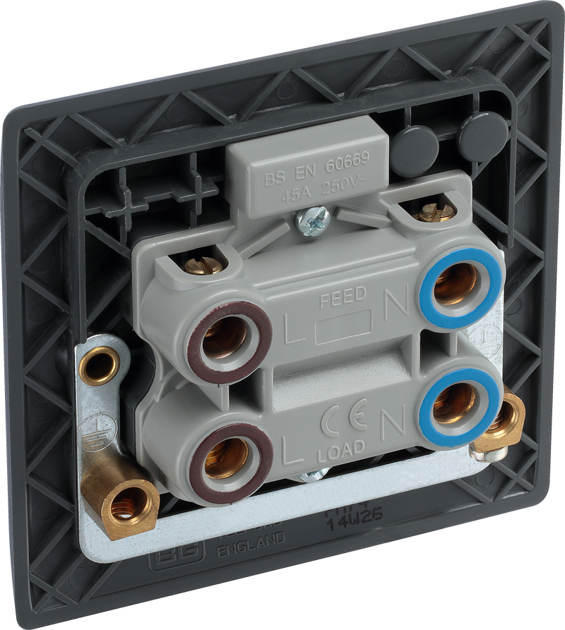 BG Electrical Part M - 45A, double pole, single plate, with indicator