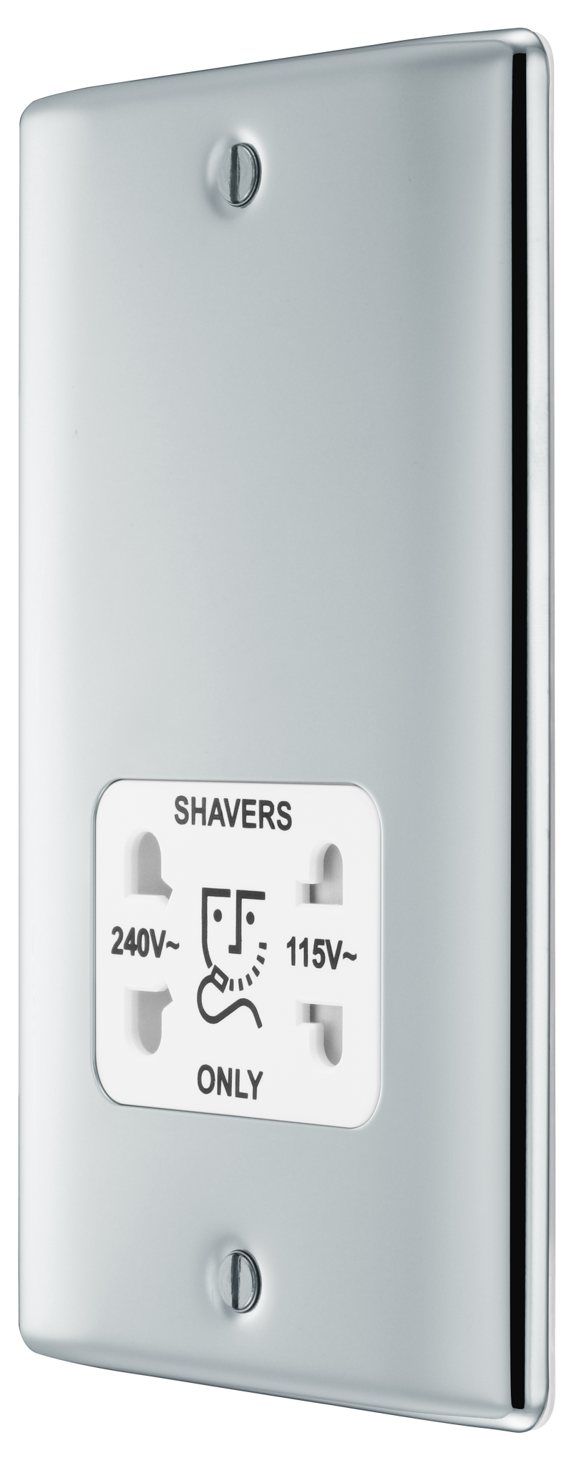 BG Electrical Nexus Metal Polished Chrome - 115/240V dual voltage shaver socket