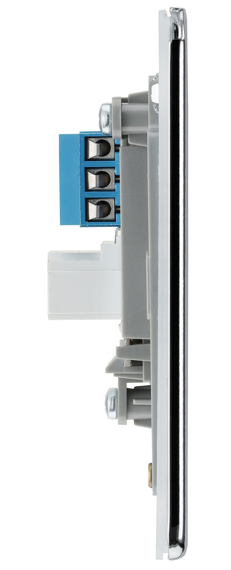 BG Electrical Flatplate Screwless Polished Chrome - Single, telephone socket, secondary