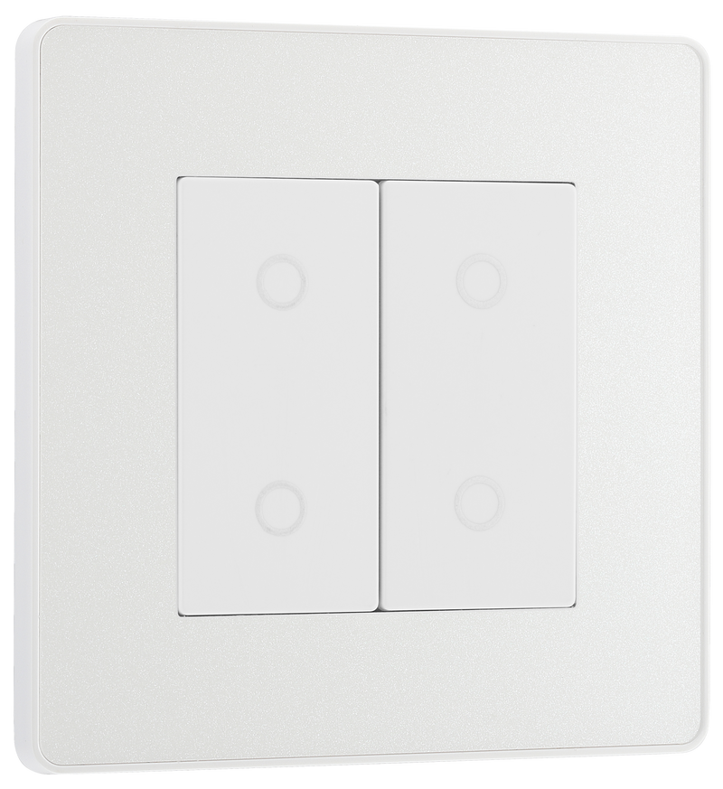 BG Electrical Evolve Pearlescent White - Double, 2 way touch, 200W, master