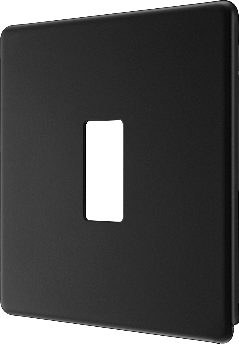 BG Electrical Flatplate Screwless Matt Black - 1 module - square