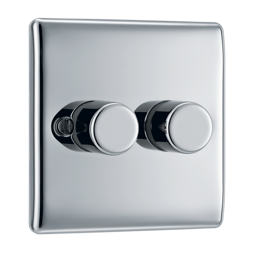 BG Electrical Nexus Metal Polished Chrome - Double, 2 way push 200W