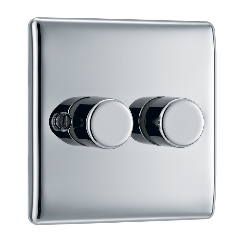 BG Electrical Nexus Metal Polished Chrome - Double, 2 way push 200W