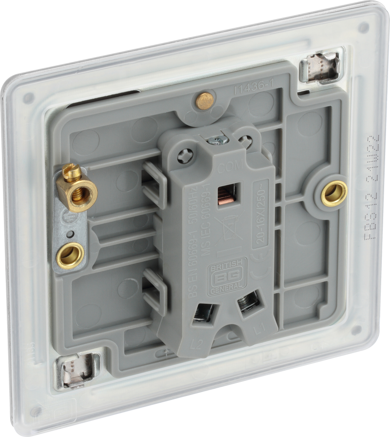 BG Electrical Flatplate Screwless Brushed Steel - Single, 2 way switch