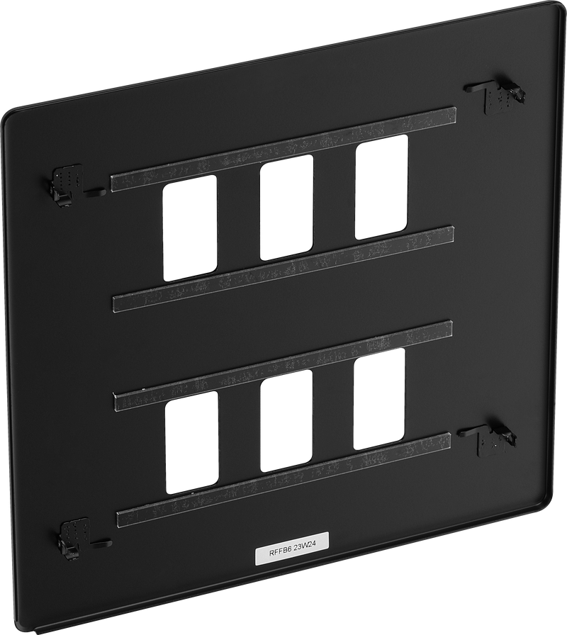 BG Electrical Flatplate Screwless Matt Black - 6 module - square