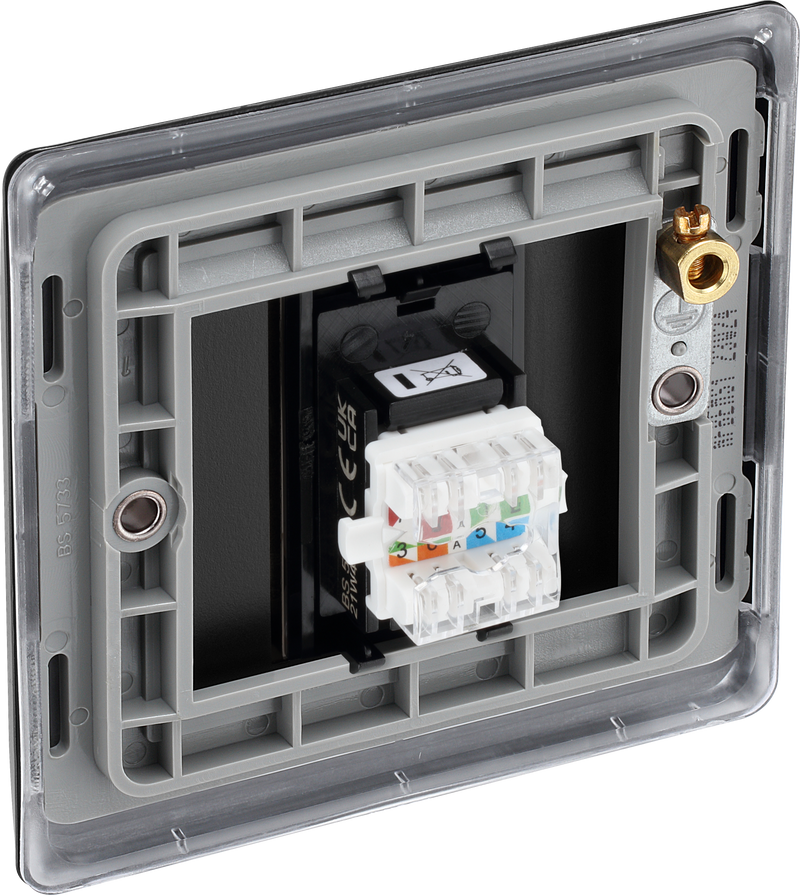 BG Electrical Nexus Metal Matt Black - Single, RJ45 data socket