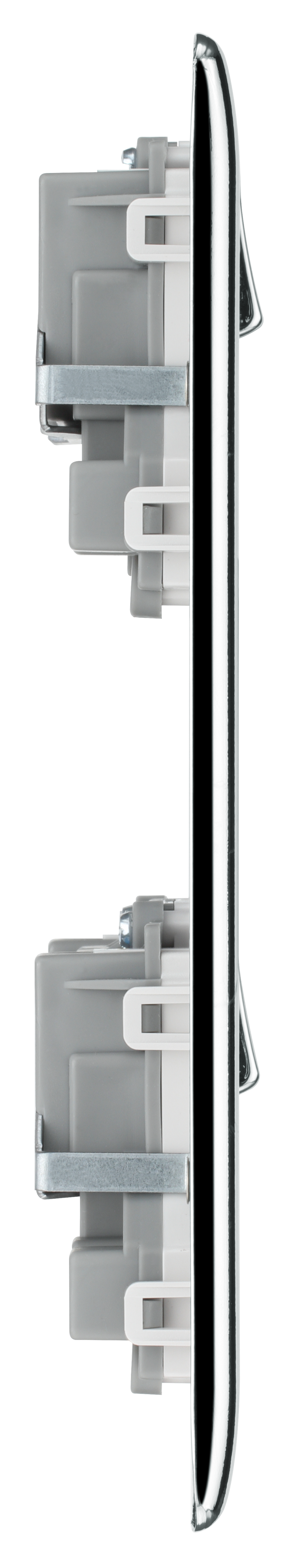 BG Electrical Nexus Metal Polished Chrome - Combination plate, 2 x double socket, 8 module aperture