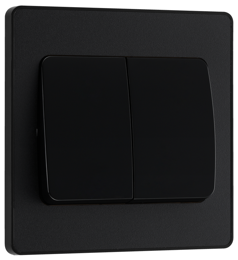 BG Electrical Evolve Matt Black - Double, 2 way switch, wide rocker
