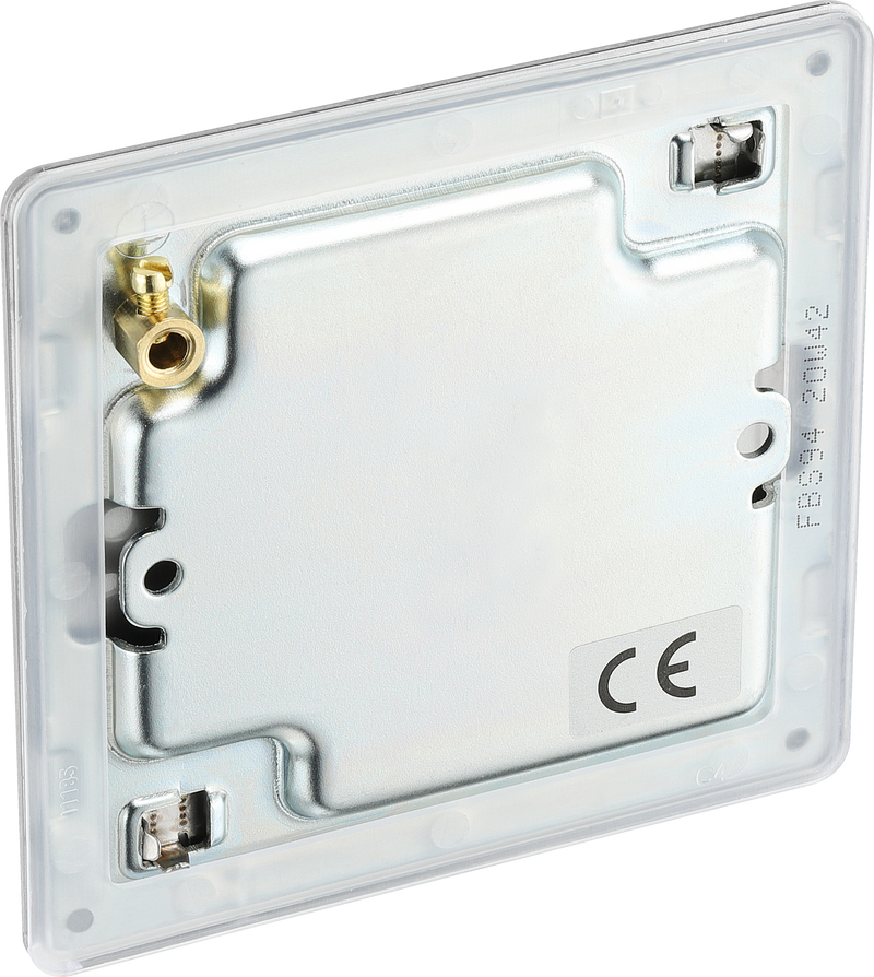 BG Electrical Flatplate Screwless Brushed Steel - Single, blank plate