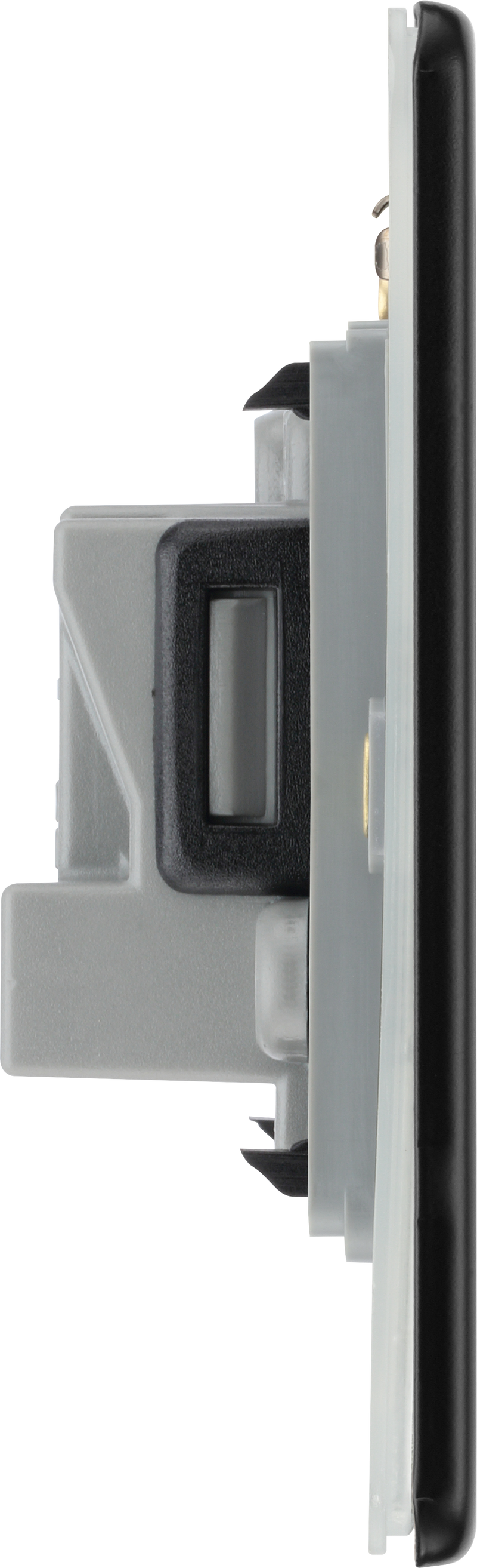 BG Electrical Flatplate Screwless Matt Black - 5A single, unswitched, round pin