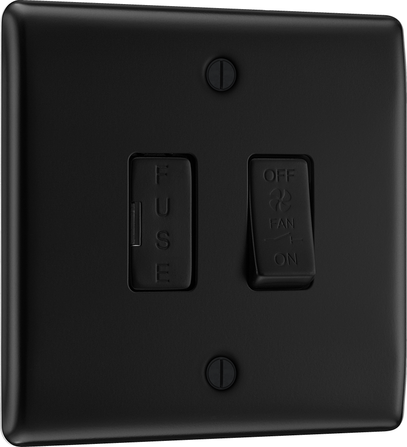BG Electrical Nexus Metal Matt Black - 3 pole fan isolator, fused