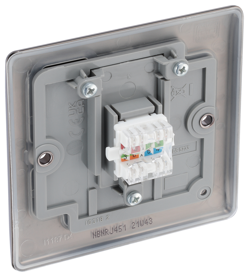BG Electrical Nexus Metal Black Nickel - Single, RJ45 data socket
