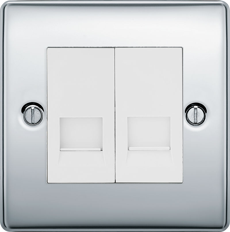 BG Electrical Nexus Metal Polished Chrome - Double, telephone socket, secondary