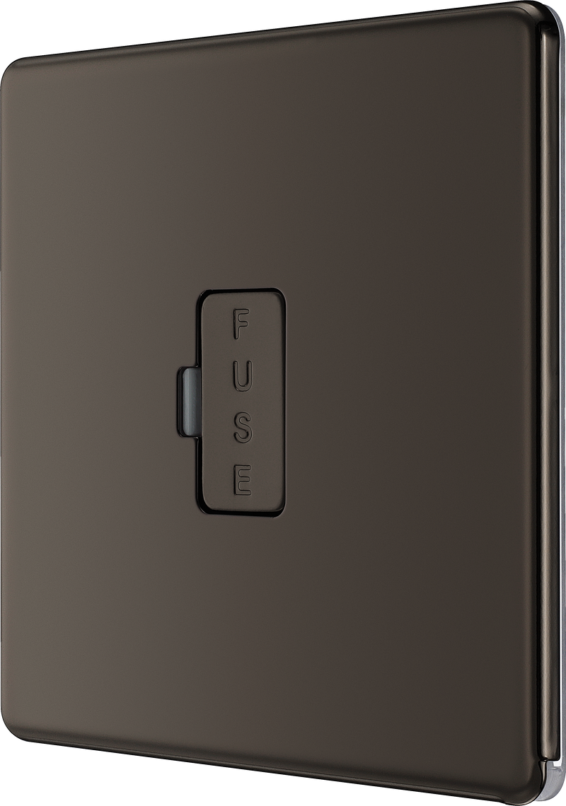 BG Electrical Flatplate Screwless Black Nickel - Unswitched and fused