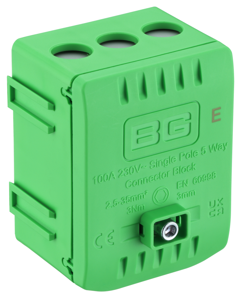 BG Circuit Protection Cp Connectors - 100A 5 Way Connector Block - Earth - Green