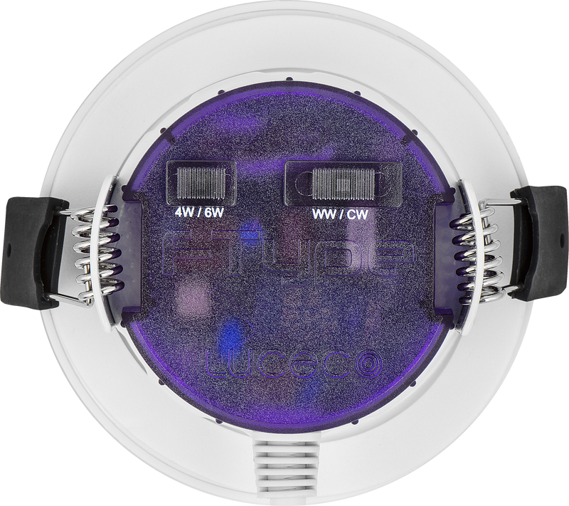 Luceco Ftype Ultra - FType Ultra Fire Rated Downlight 4W/6W 690lm Power Change & CCT Change 3000K / 4000K Dim2Warm Dimmable IP65 White - Flat