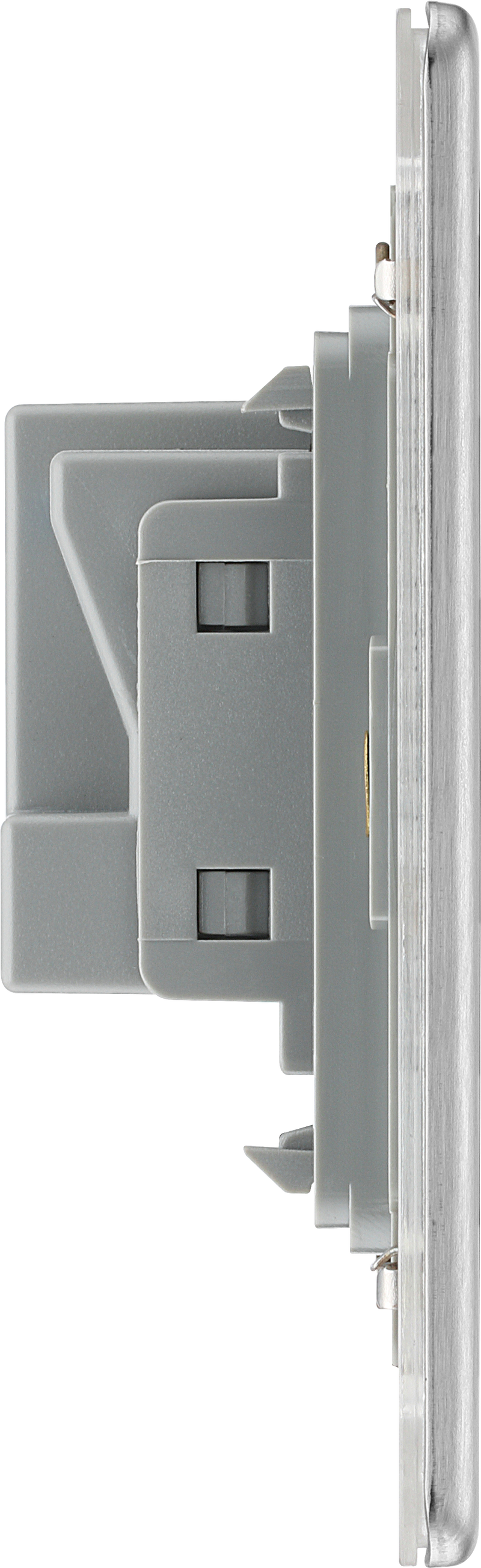 BG Electrical Flatplate Screwless Brushed Steel - Double unswitched, double pole
