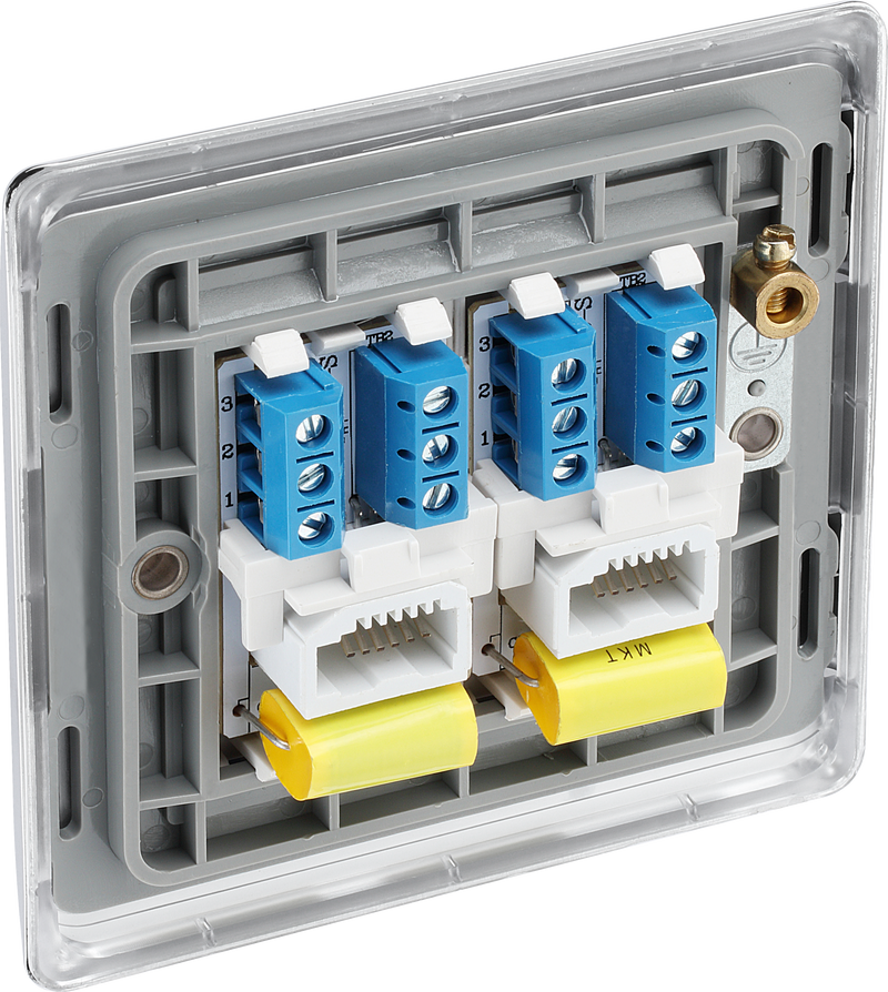 BG Electrical Nexus Metal Polished Chrome - Double, telephone socket, master