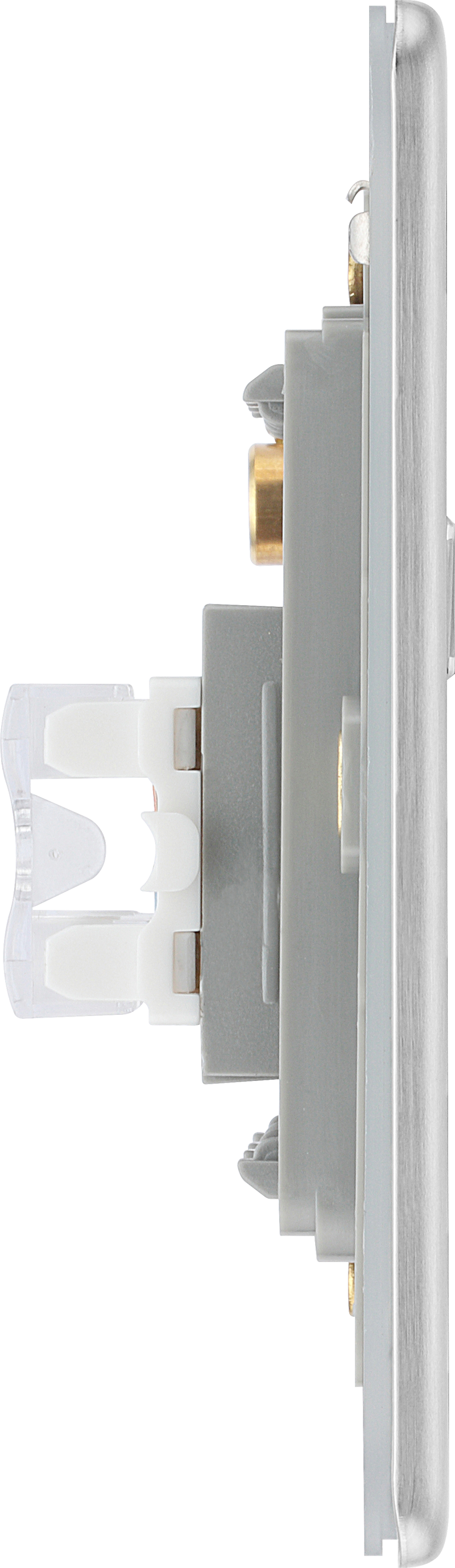 BG Electrical Flatplate Screwless Brushed Steel - Double, RJ45 telephone socket