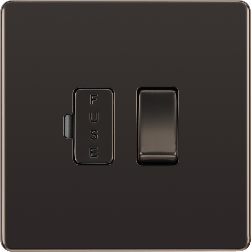 BG Electrical Flatplate Screwless Black Nickel - Switched and fused