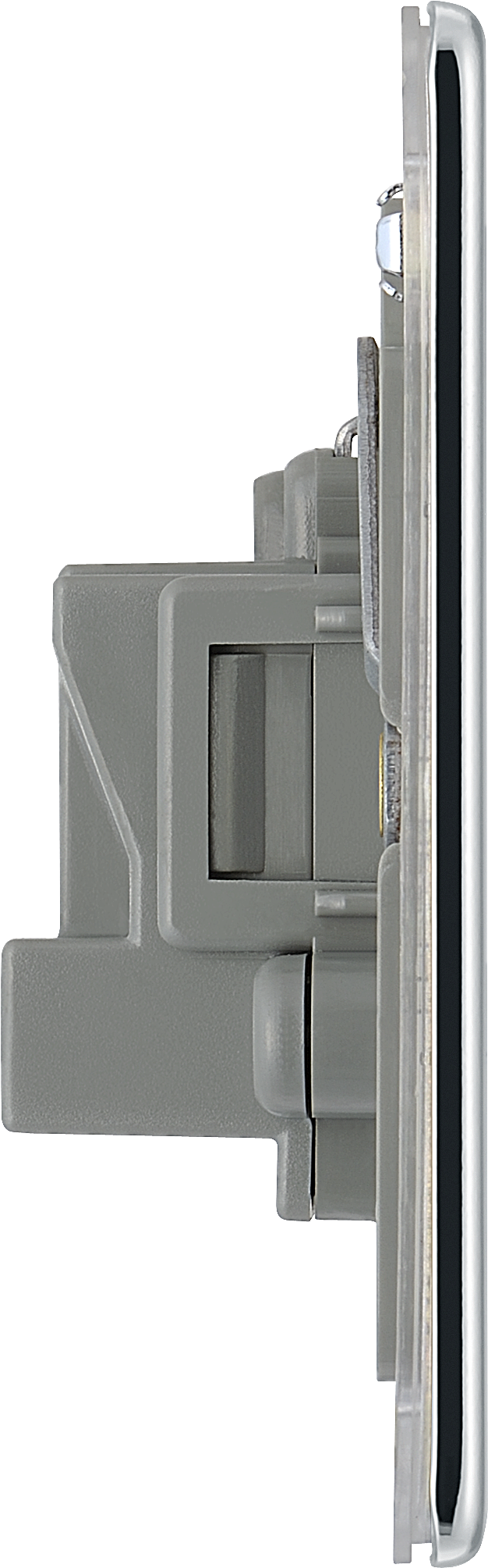 BG Electrical Flatplate Screwless Polished Chrome - 5A, single, unswitched, round pin