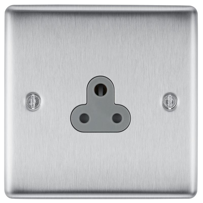 BG Electrical Nexus Metal Brushed Steel - 2A, single, unswitched, round pin