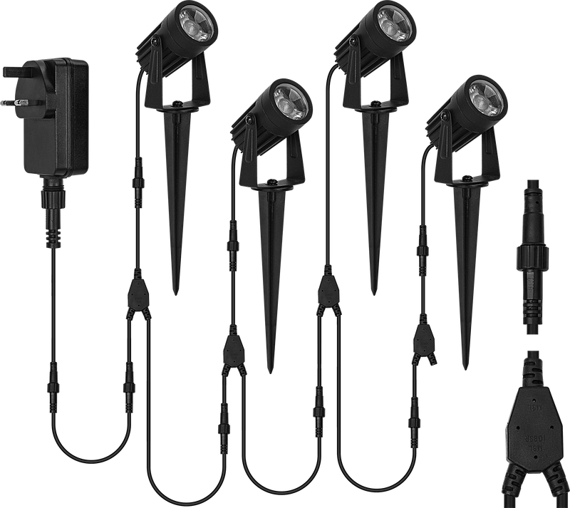 Luceco LED Garden Spike Light Kit - Garden Spike Light Kit 4 Pack 4x200lm 4x3w 4000k