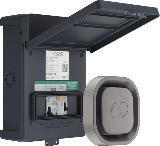Sync Energy Link EV - Link EV Charger Recessed and Surface Socket 7.4kW with Metal Control Box - Wi-Fi / LAN Connection
