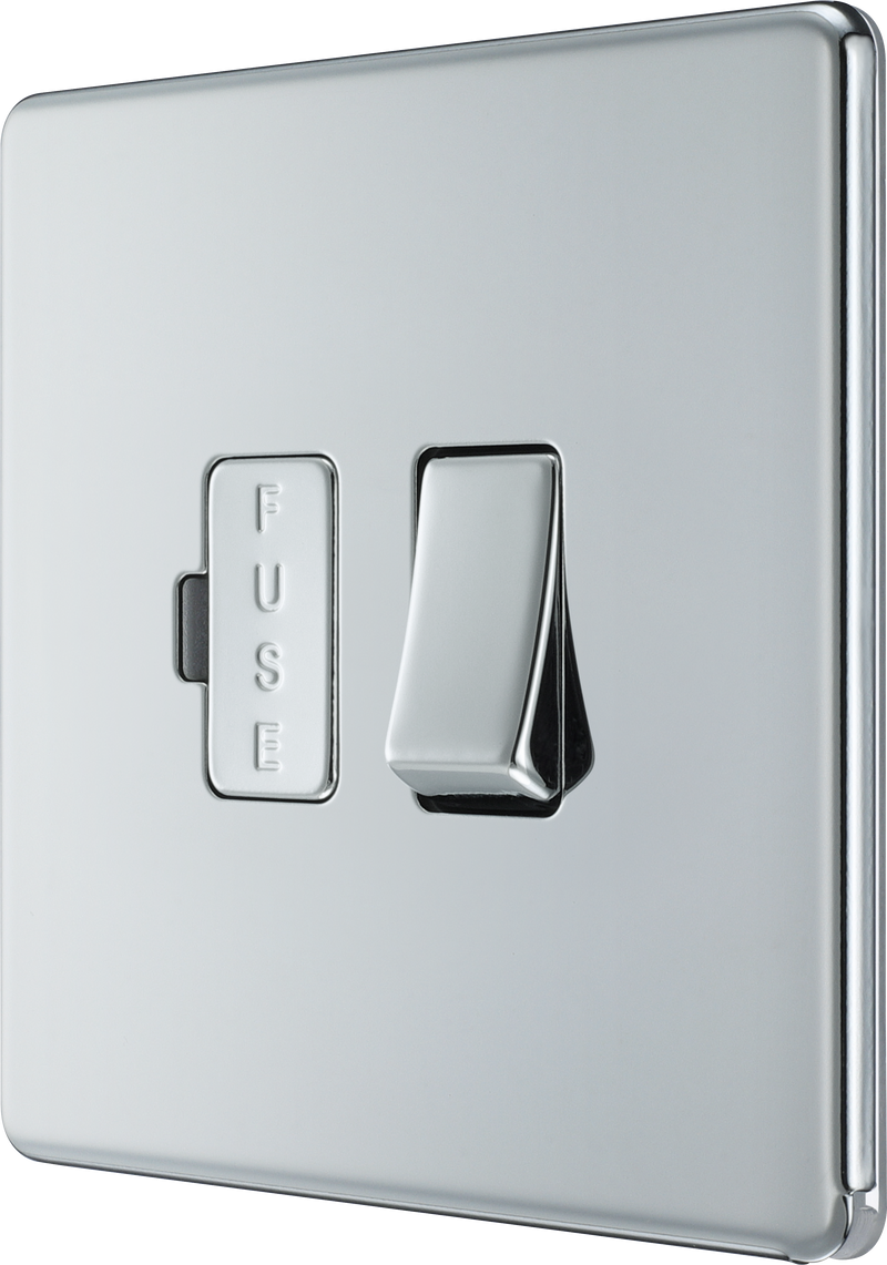 BG Electrical Flatplate Screwless Polished Chrome - Switched and fused
