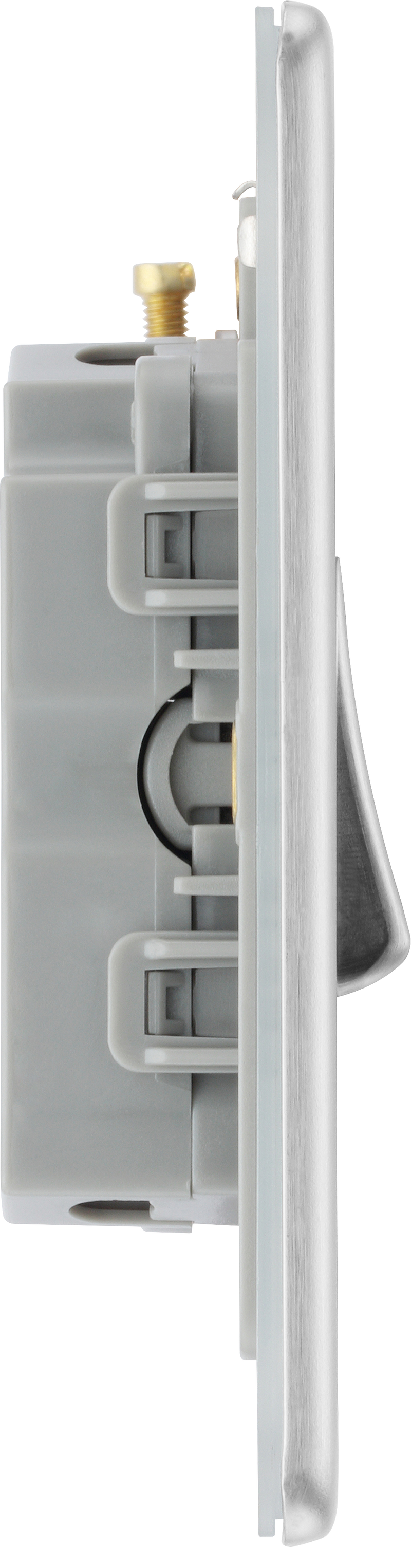 BG Electrical Flatplate Screwless Brushed Steel - Triple pole fan isolator