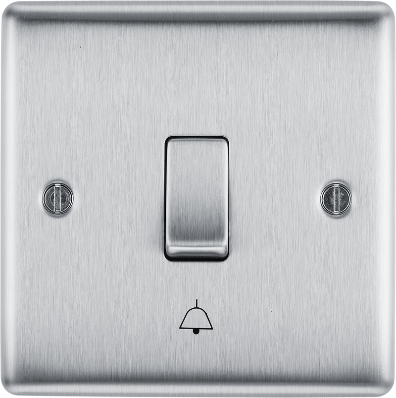 BG Electrical Nexus Metal Brushed Steel - Bell Push Switch