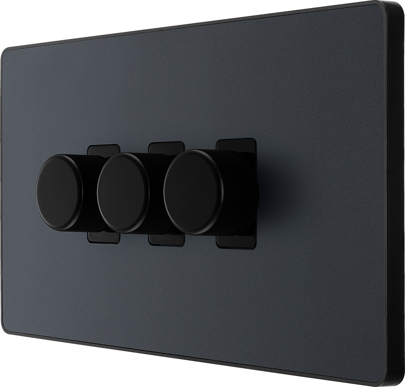 BG Electrical Evolve Matt Grey - Triple, 2 way push 200W