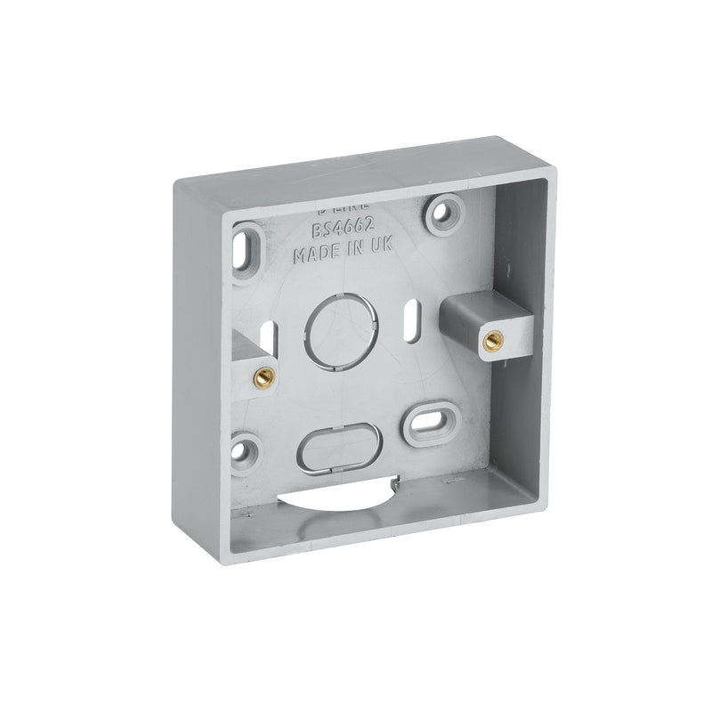 D-Line Trunking - Single Surface Box, Aluminium-Effect - 28mm depth