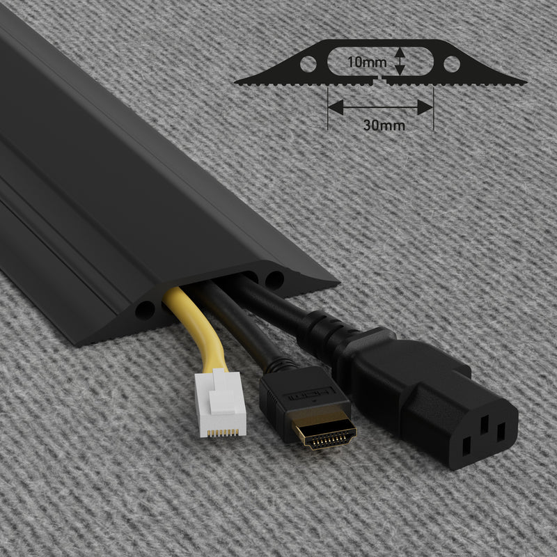 D-Line Floor Cover - Medium Duty Black Floor Cable Protector - 9m, Cavity 30x10mm