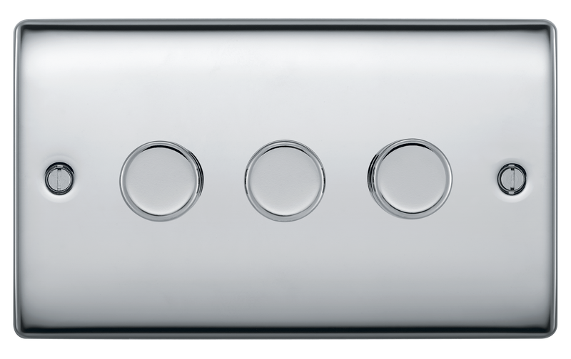 BG Electrical Nexus Metal Polished Chrome - Triple, 2 way push 200W