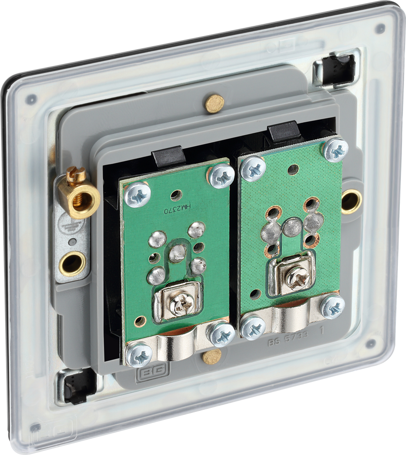 BG Electrical Flatplate Screwless Matt Black - Double satellite and co-axial