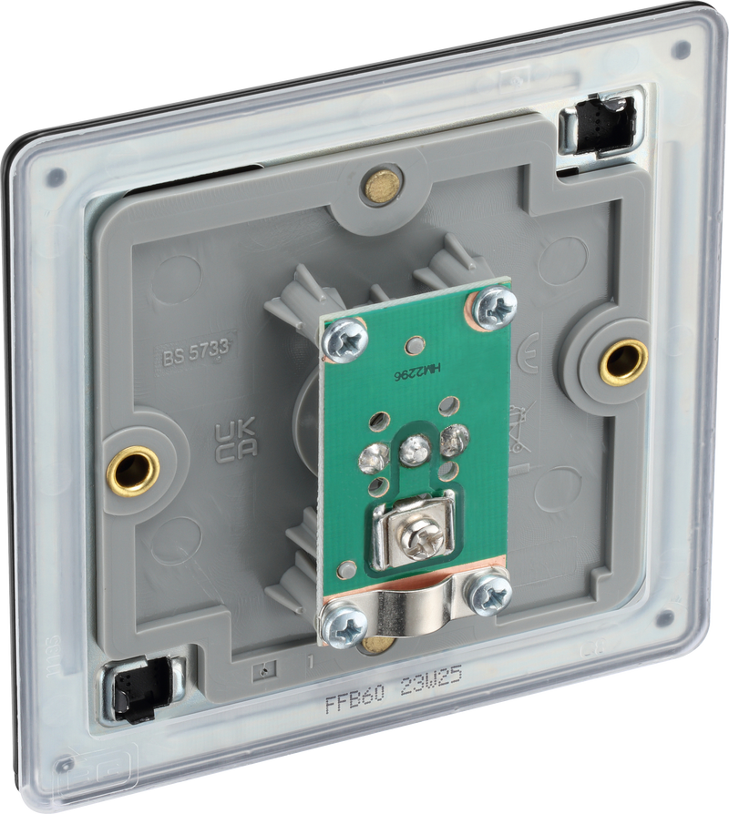 BG Electrical Flatplate Screwless Matt Black - Single, co-axial