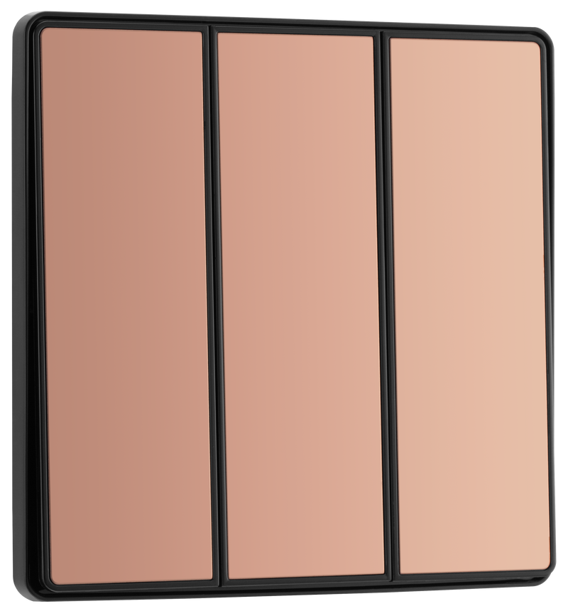 BG Electrical Evolve Polished Copper - Triple, 2 way switch, edge rocker