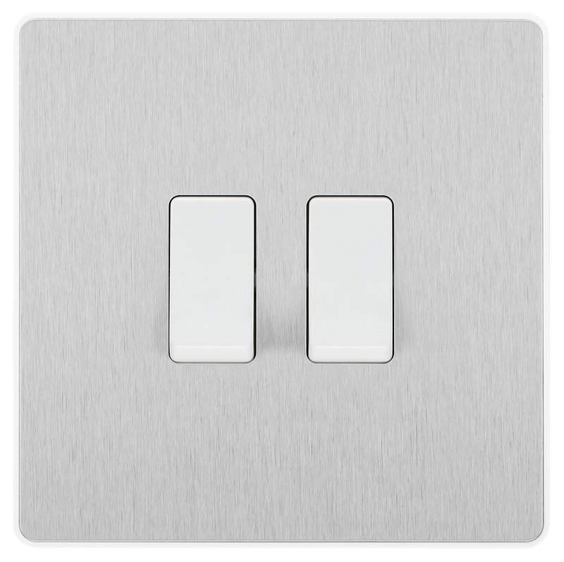 BG Electrical Evolve Brushed Steel - Double, 2 way switch