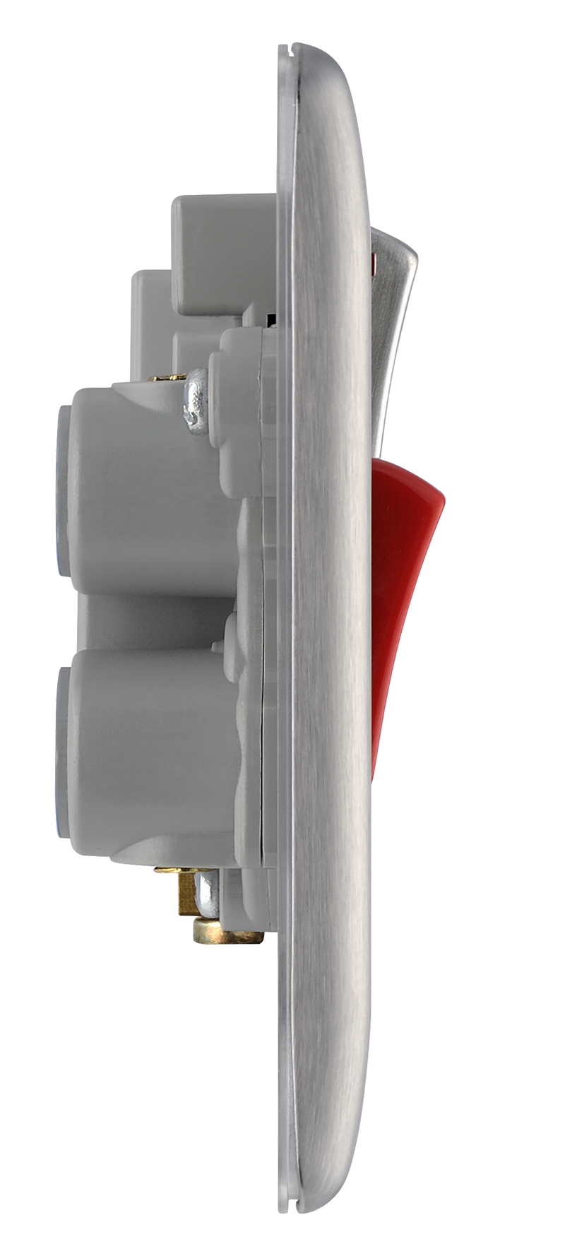 BG Electrical Nexus Metal Brushed Steel - 45A double pole, with switched socket and indicators