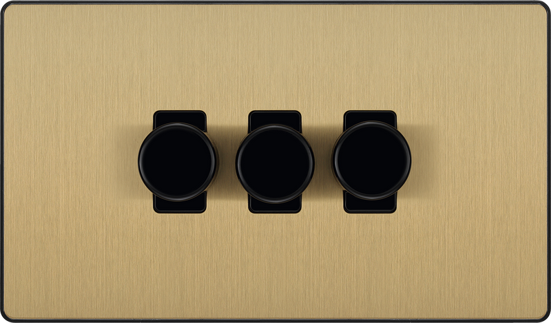 BG Electrical Evolve Satin Brass - Triple, 2 way push 200W