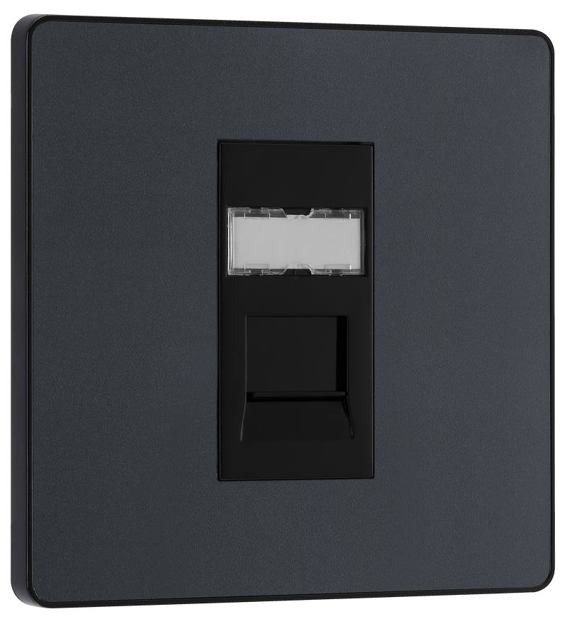 BG Electrical Evolve Matt Grey - Single, RJ45 telephone socket