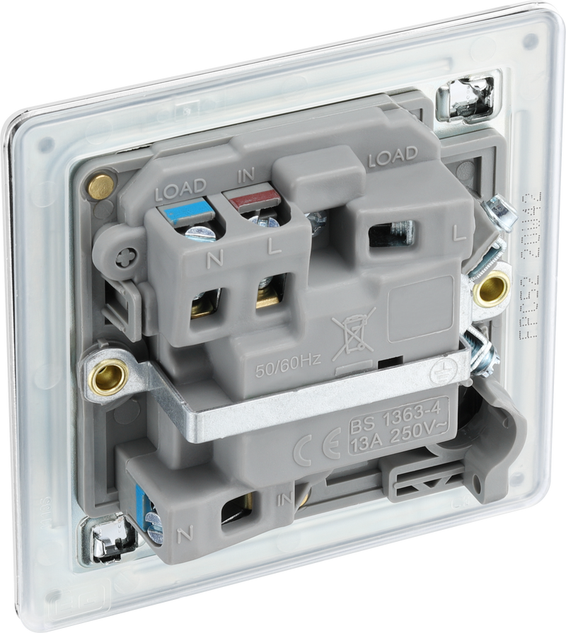 BG Electrical Flatplate Screwless Polished Chrome - Switched and fused with indicator